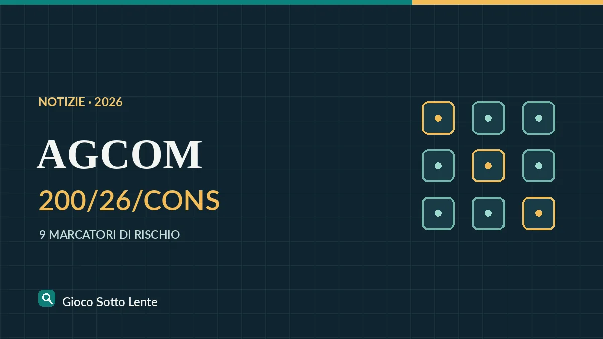 Copertina editoriale: delibera AGCOM 200/26/CONS, nove marcatori di rischio
